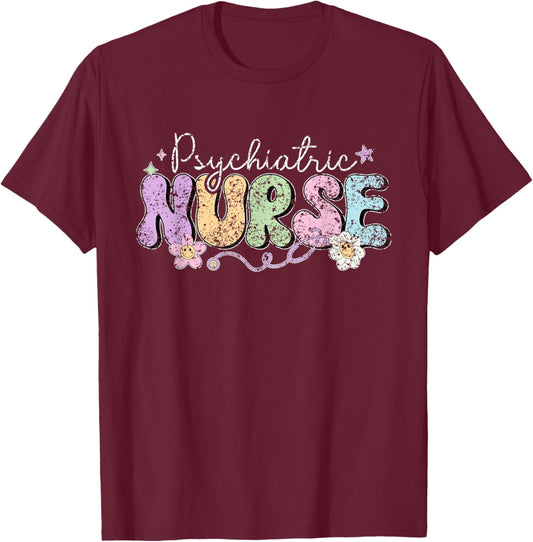 Psychiatric Nurse Job Psychiatry Nursing Psychiatric Nurse , Small, Black T-Shirt - T-Shirt | Maroon