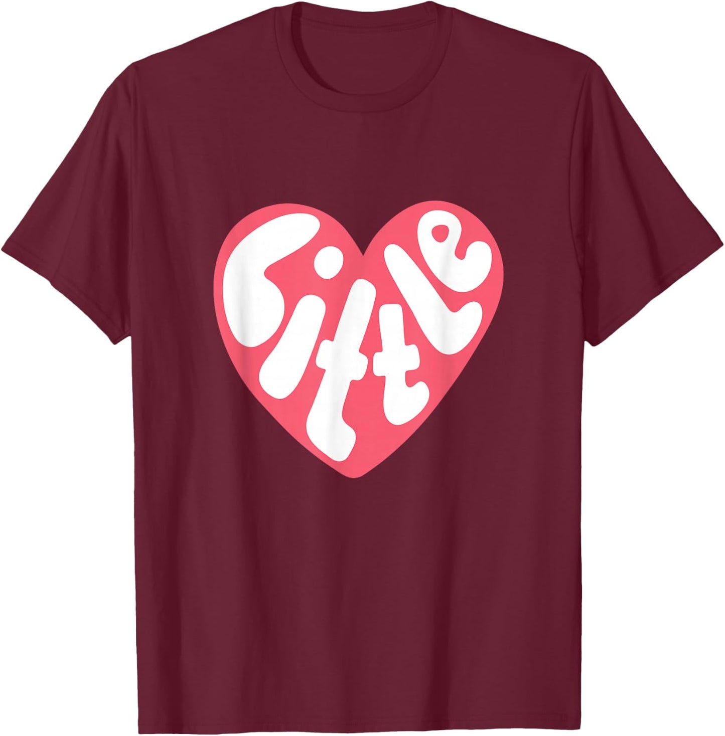 Big Little Sorority Reveal Little Pink Heart T-Shirt - T-Shirt | Maroon