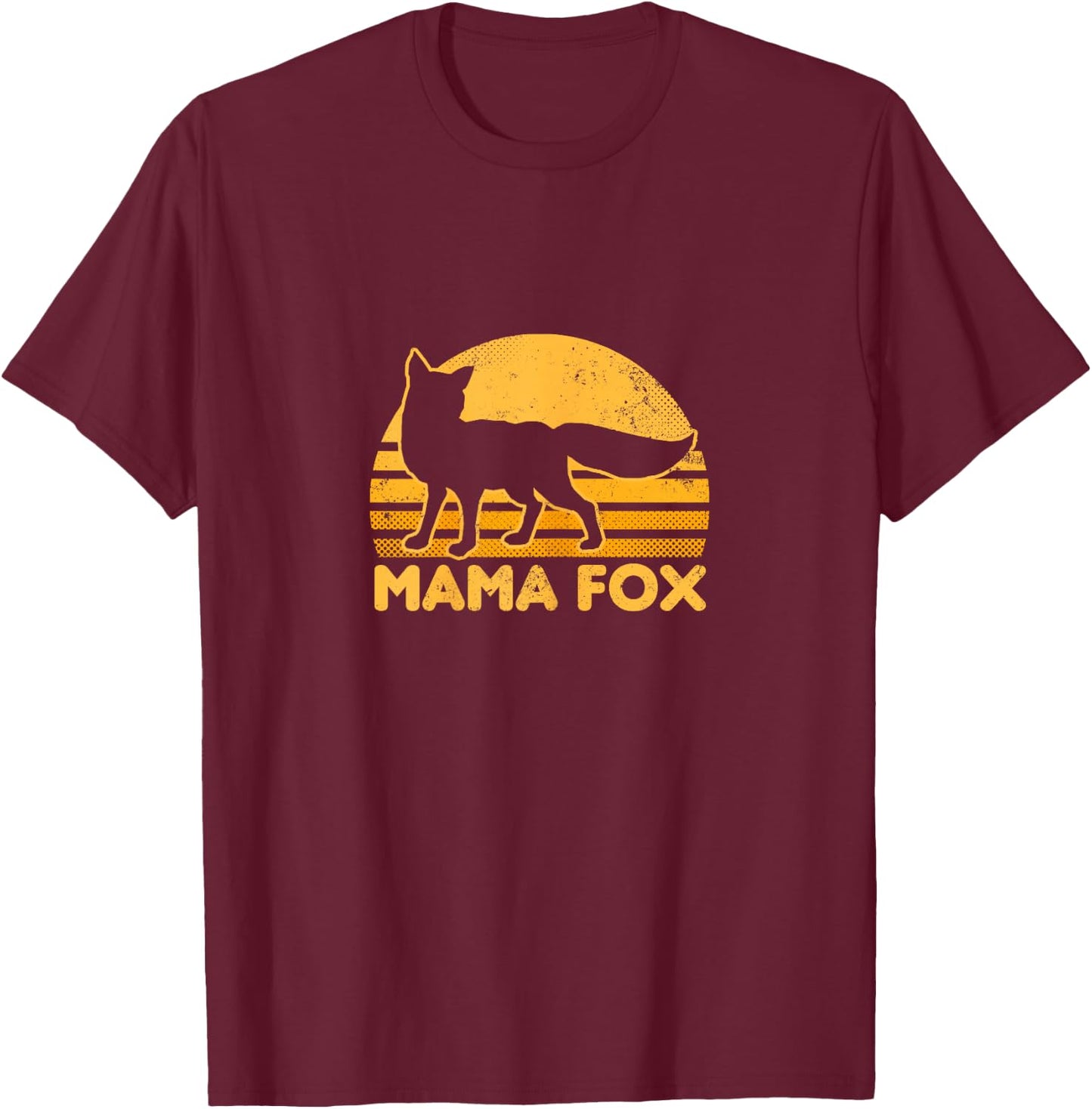 Fox Mama Shirt | Vintage Retro Sunset Gift T-Shirt - T-Shirt | Maroon