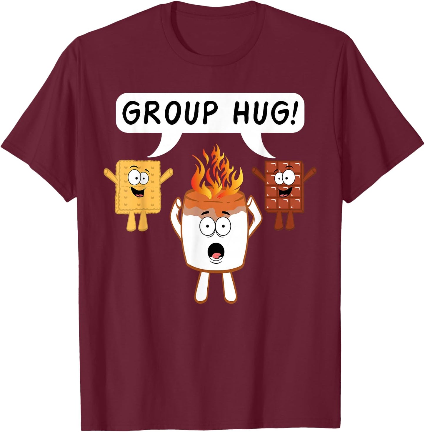 Group Hug S'mores Camping Bonefire Chocolate Marshmallow T-Shirt - T-Shirt | Maroon