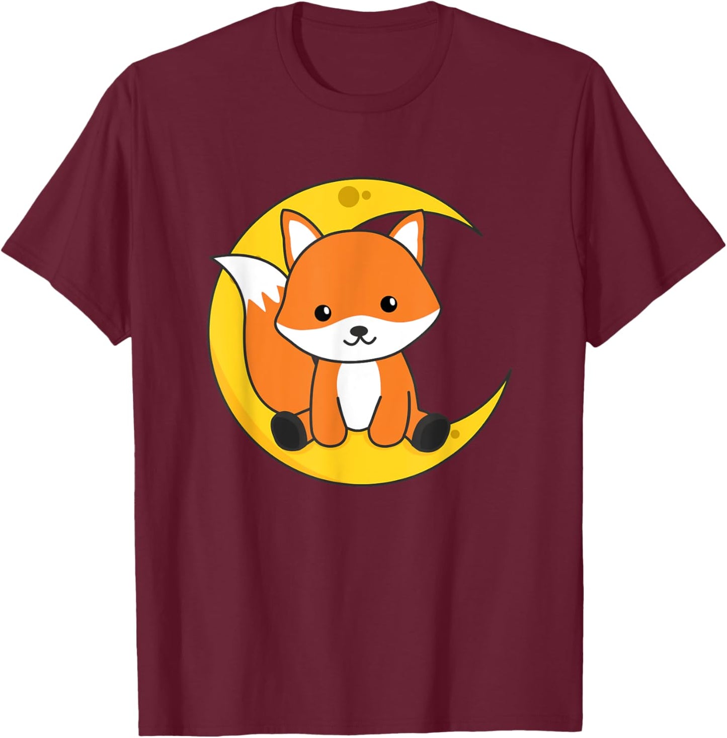 Cute Fox To Fall Asleep Fox Moon T-Shirt - T-Shirt | Maroon