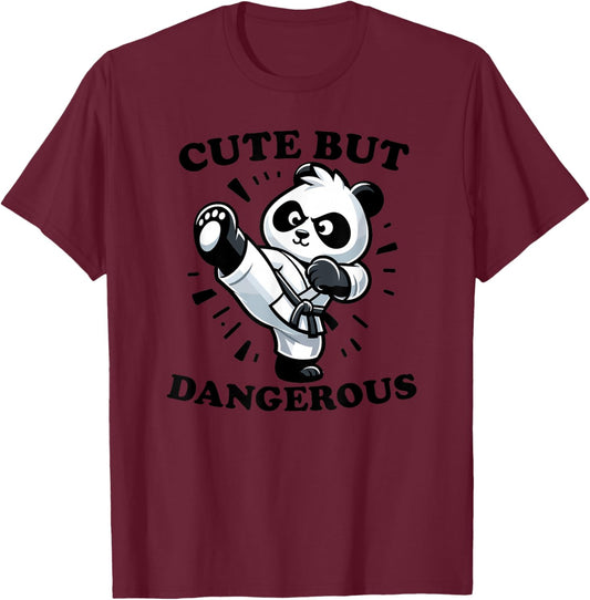 Cute Karate Panda Cute but Dangerous T-Shirt - T-Shirt | Maroon
