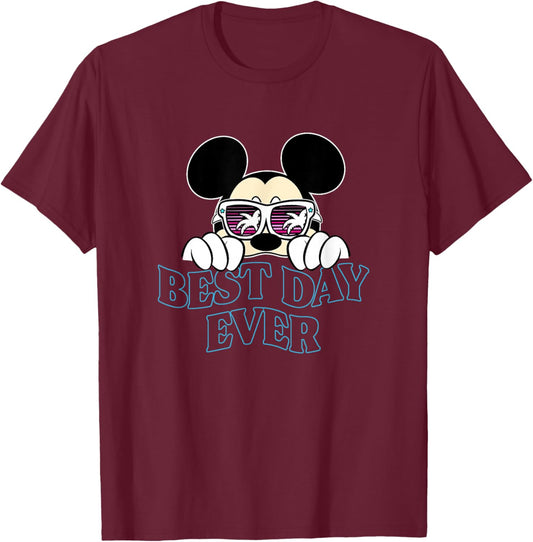 Disney Mickey And Friends Best Day Ever Beach Shades T-Shirt - T-Shirt | Maroon