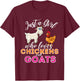Just A Girl Who Loves Chickens And Goats - Funny Farming T-Shirt - T-Shirt | Maroon