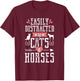 Funny Equestrian Horse and Cat Lover Women Novelty T-Shirt - T-Shirt | Maroon