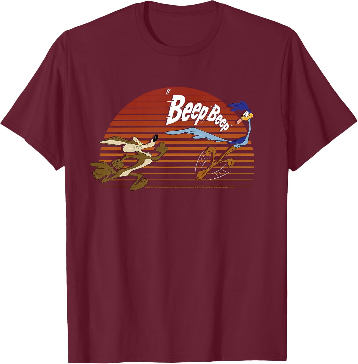 Kids Looney Tunes Wile E. Coyote & Road Runner Beep Beep Chase T-Shirt - T-Shirt | Maroon