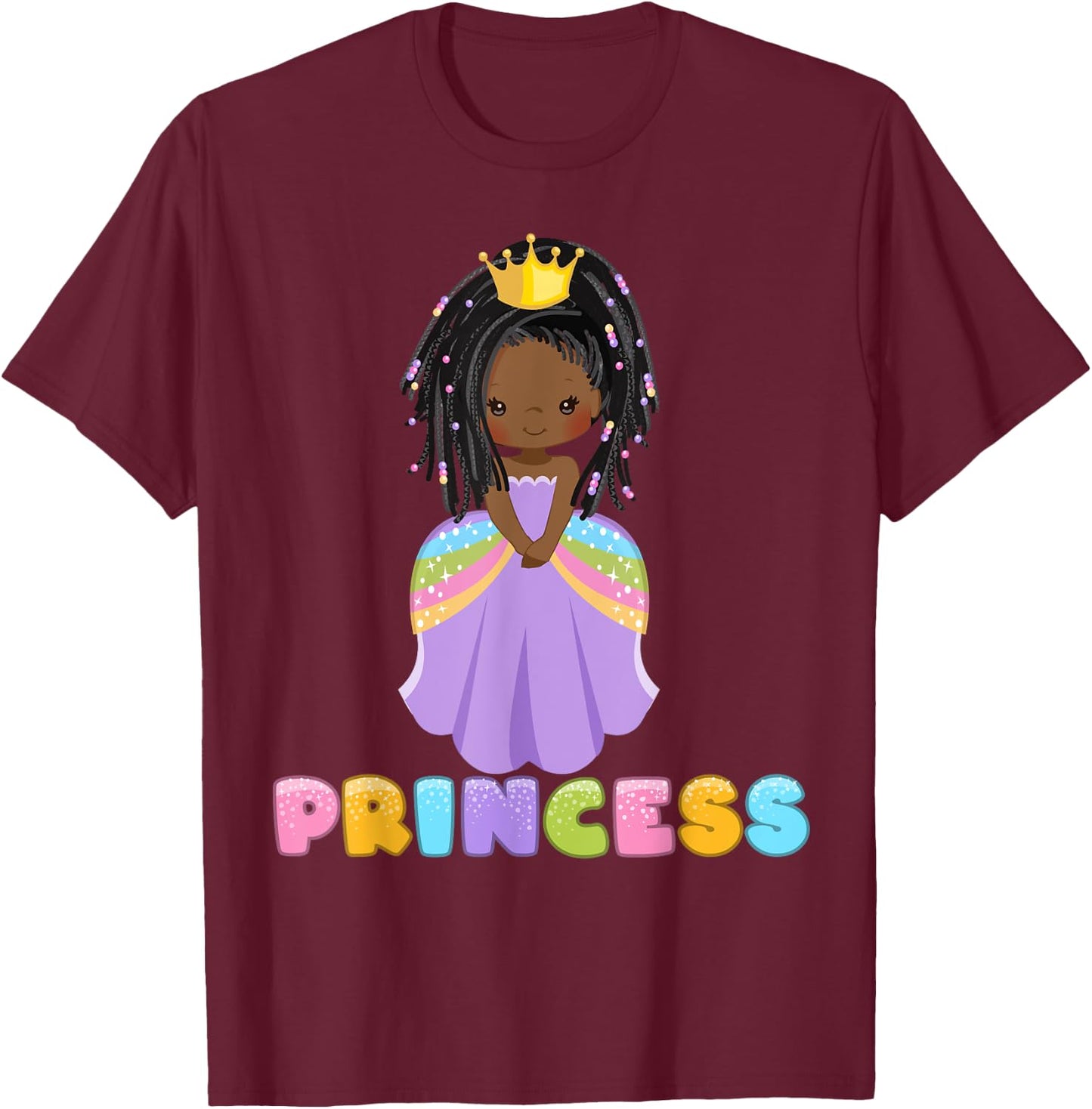 African American Girl Princess Black Cute Princess Toddler T-Shirt - T-Shirt | Maroon