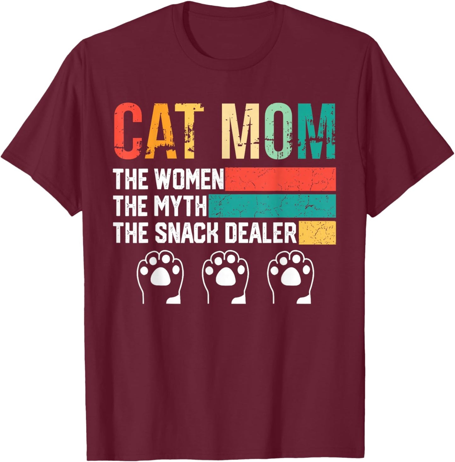 Vintage Cat Mom The Women The Myth Snack Dealer Mother's Day T-Shirt - T-Shirt | Maroon