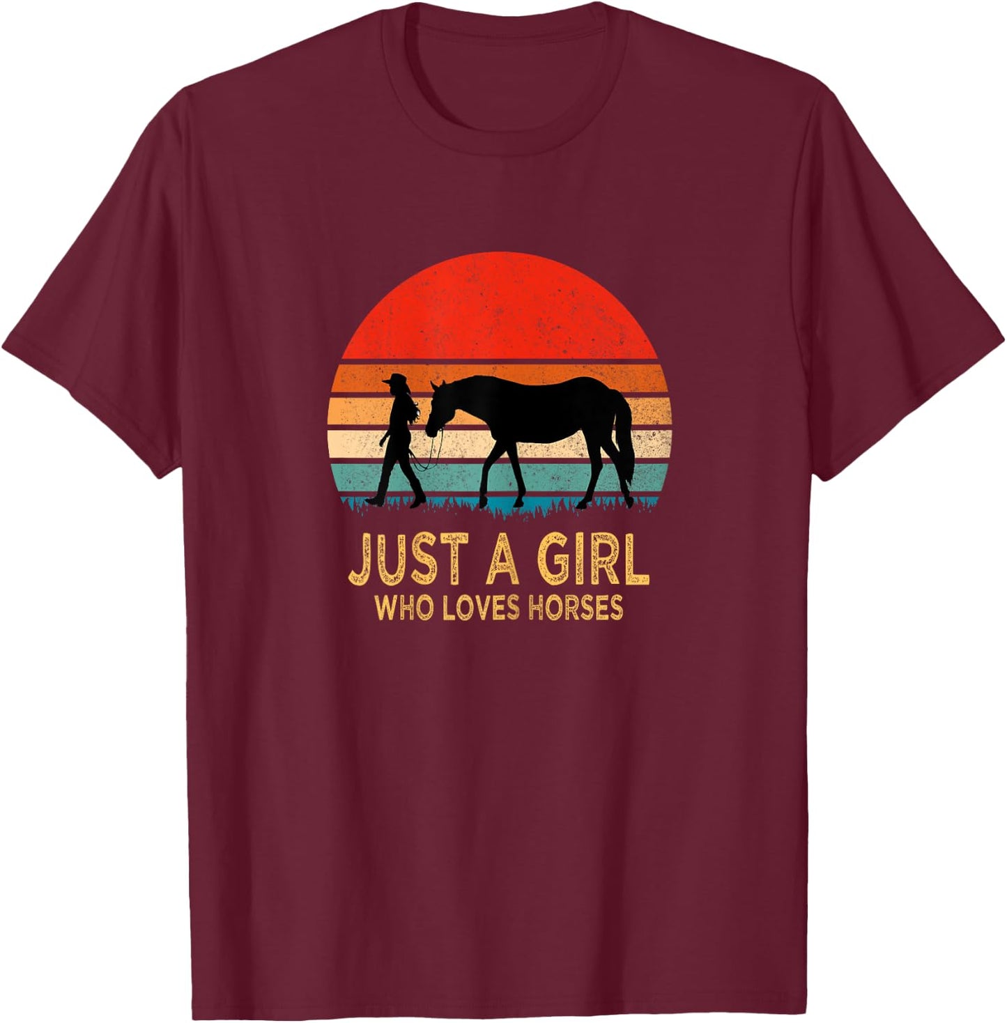 Just a Girl Who Loves Horses Gift T-Shirt - T-Shirt | Maroon