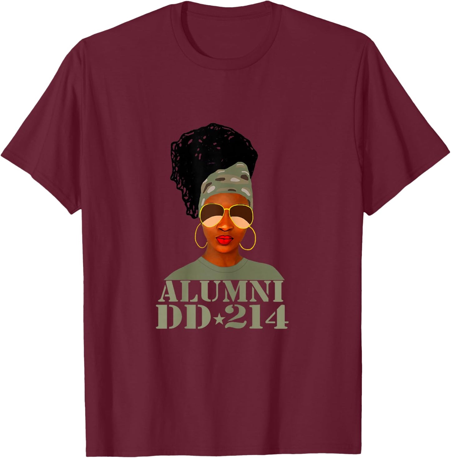 Alumni DD-214 African American Woman Veterans Day T-Shirt - T-Shirt | Maroon