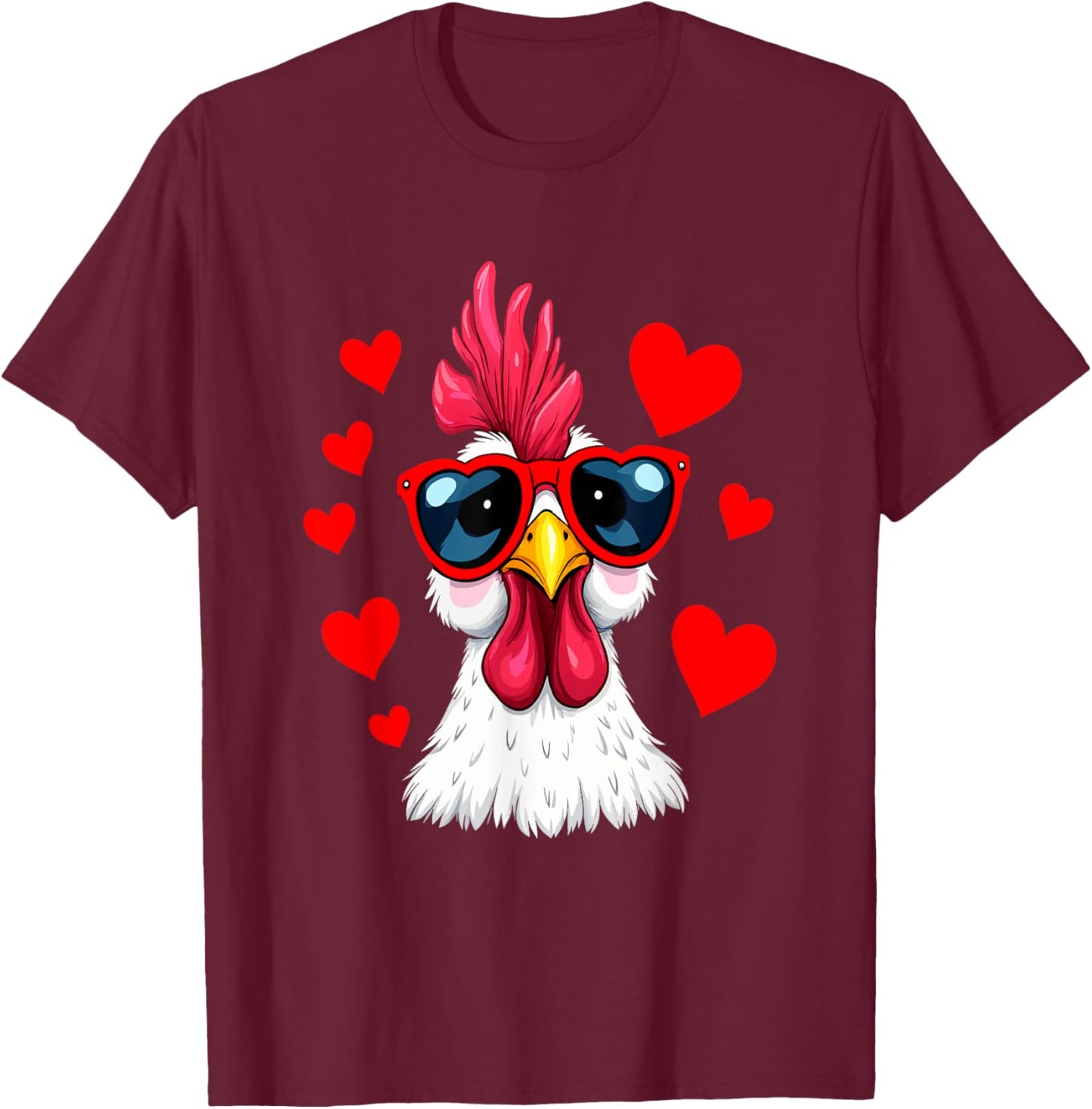 Funny Chicken Valentines Day Heart Chicken Couple T-Shirt - T-Shirt | Maroon