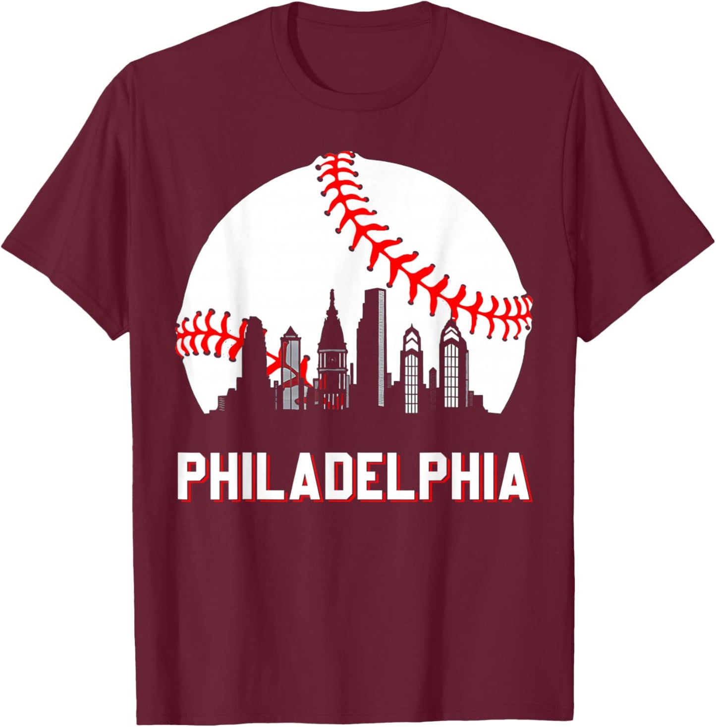 Vintage Distressed Philly Baseball Lovers T-Shirt - T-Shirt | Maroon