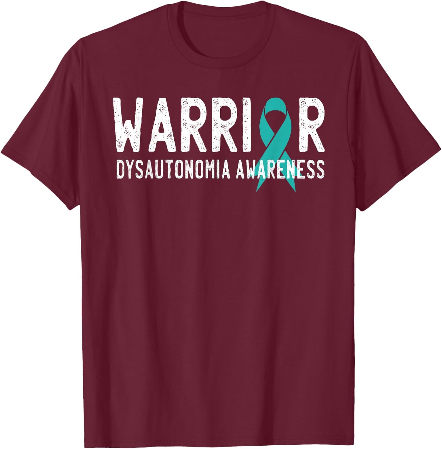 Warrior Dysautonomia Awareness Turquoise Ribbon Fighter T-Shirt - T-Shirt | Maroon