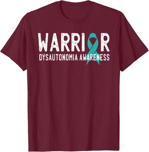Warrior Dysautonomia Awareness Turquoise Ribbon Fighter T-Shirt - T-Shirt | Maroon