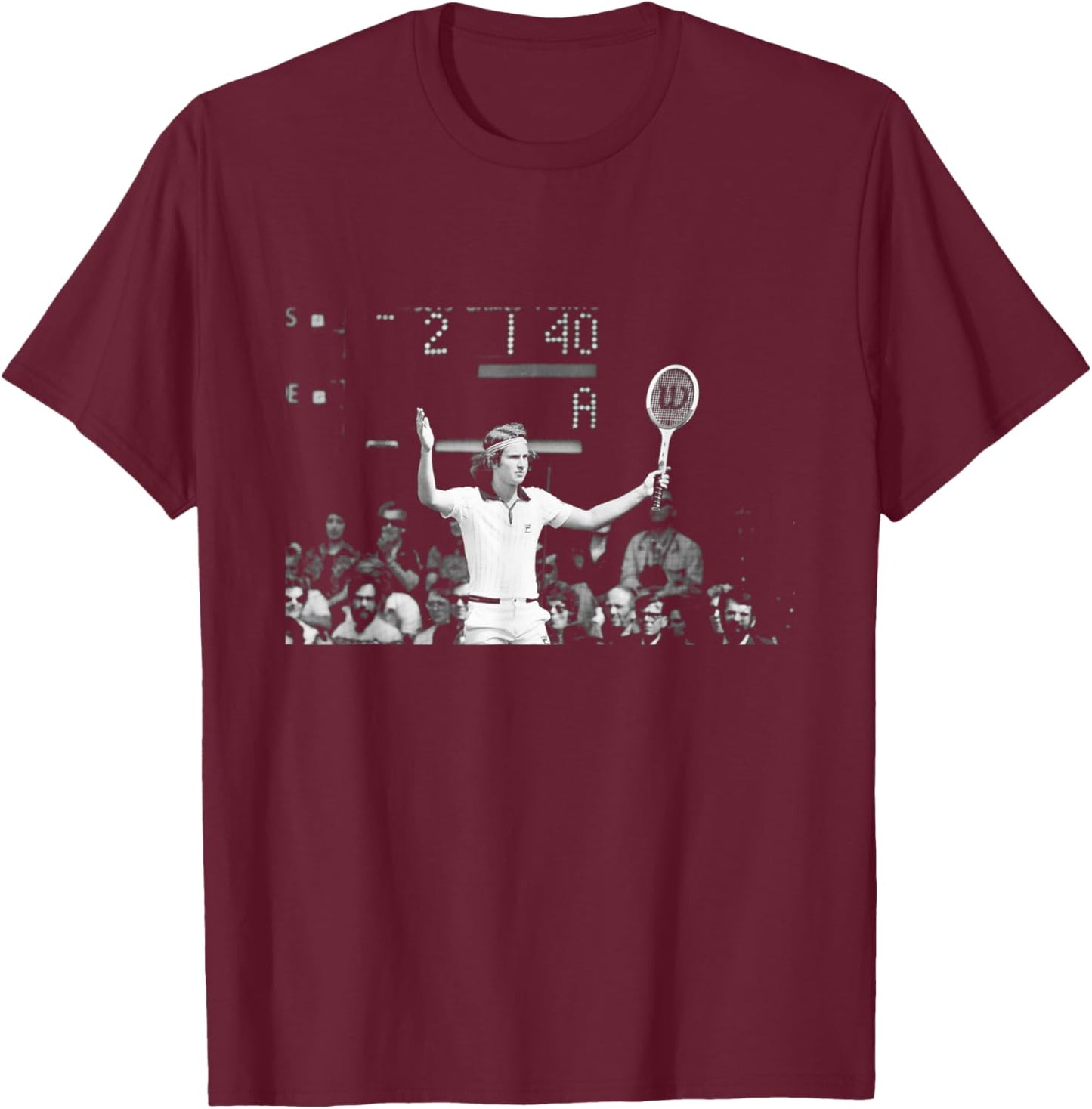 Wimbledon Tennis 1977 John McEnroe Complains to , Black, S T-Shirt - T-Shirt | Maroon