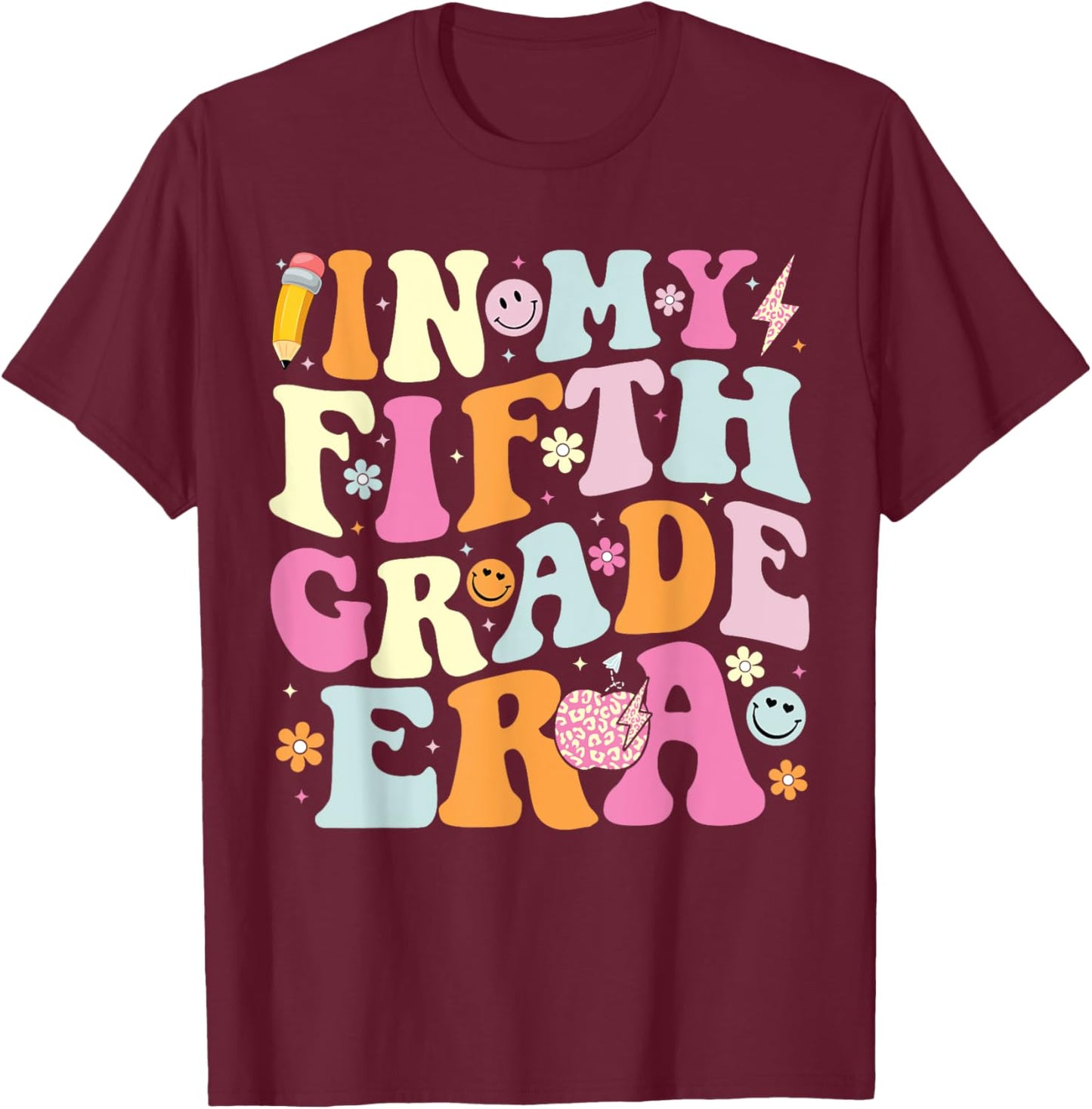 In My Fifth Grade Era Cool 5th Grade Teacher Back to School Women Kids T-Shirt - T-Shirt | Maroon