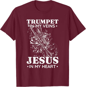 Trumpet in My Veins Jesus In My Heart Trumpet Senior T-Shirt - T-Shirt | Maroon