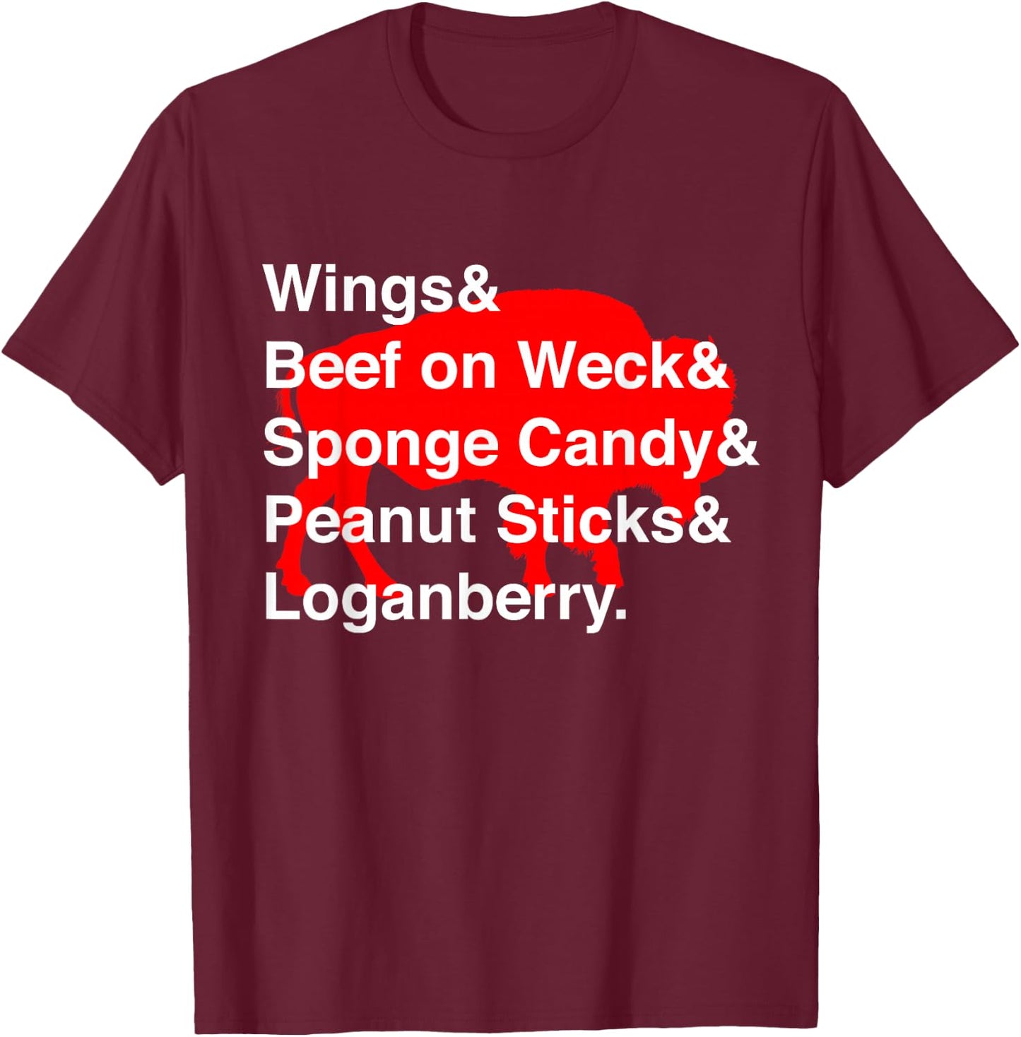 Classic Buffalo New York Foods Cute Buffalo NY Foodie T-Shirt - T-Shirt | Maroon