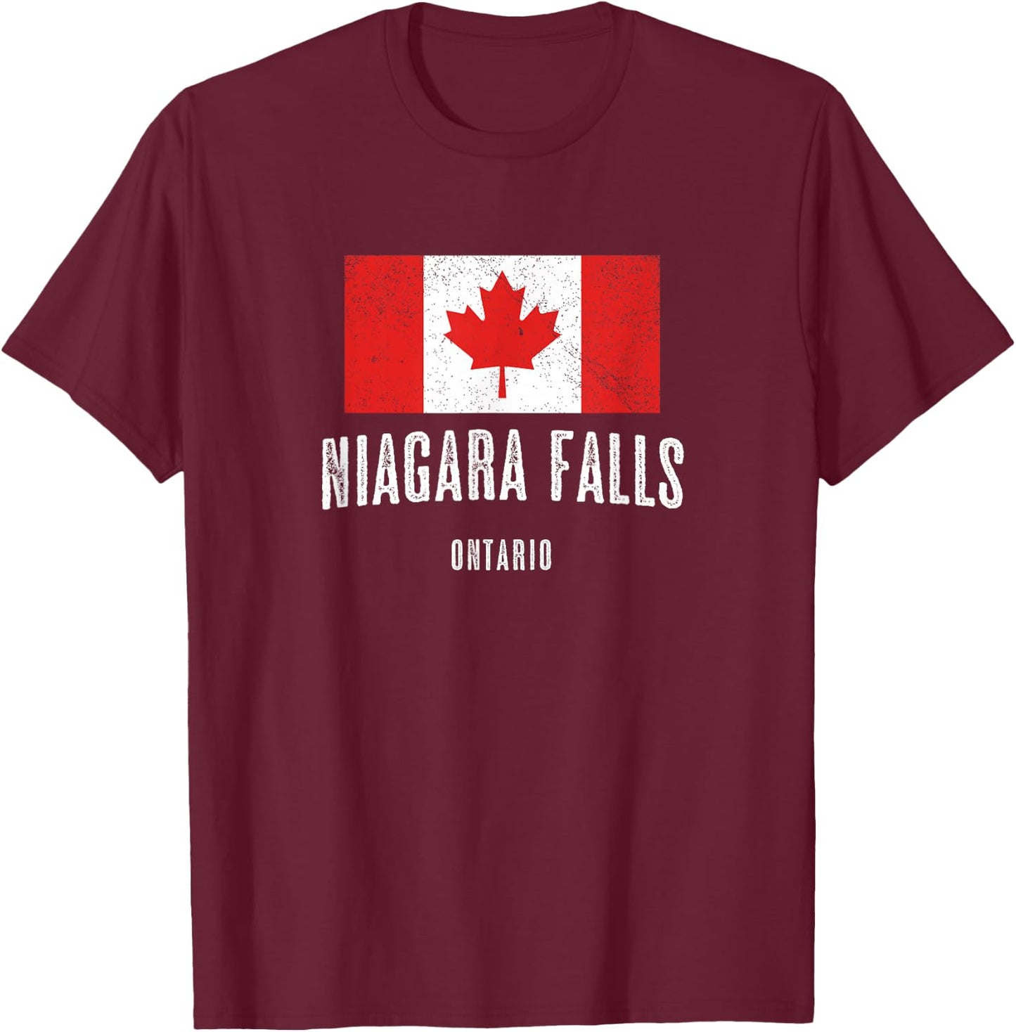 Niagara Falls Canada Canadian Flag Souvenir T-Shirt - T-Shirt | Maroon
