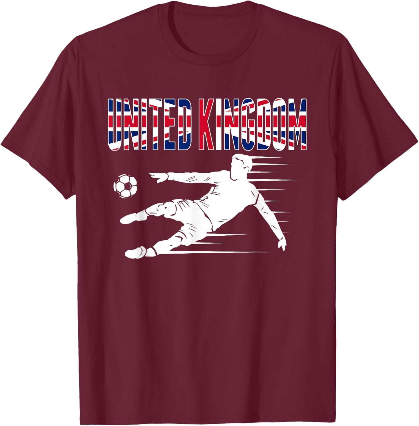 United Kingdom Soccer Fans Jersey British Football Supporter T-Shirt - T-Shirt | Maroon