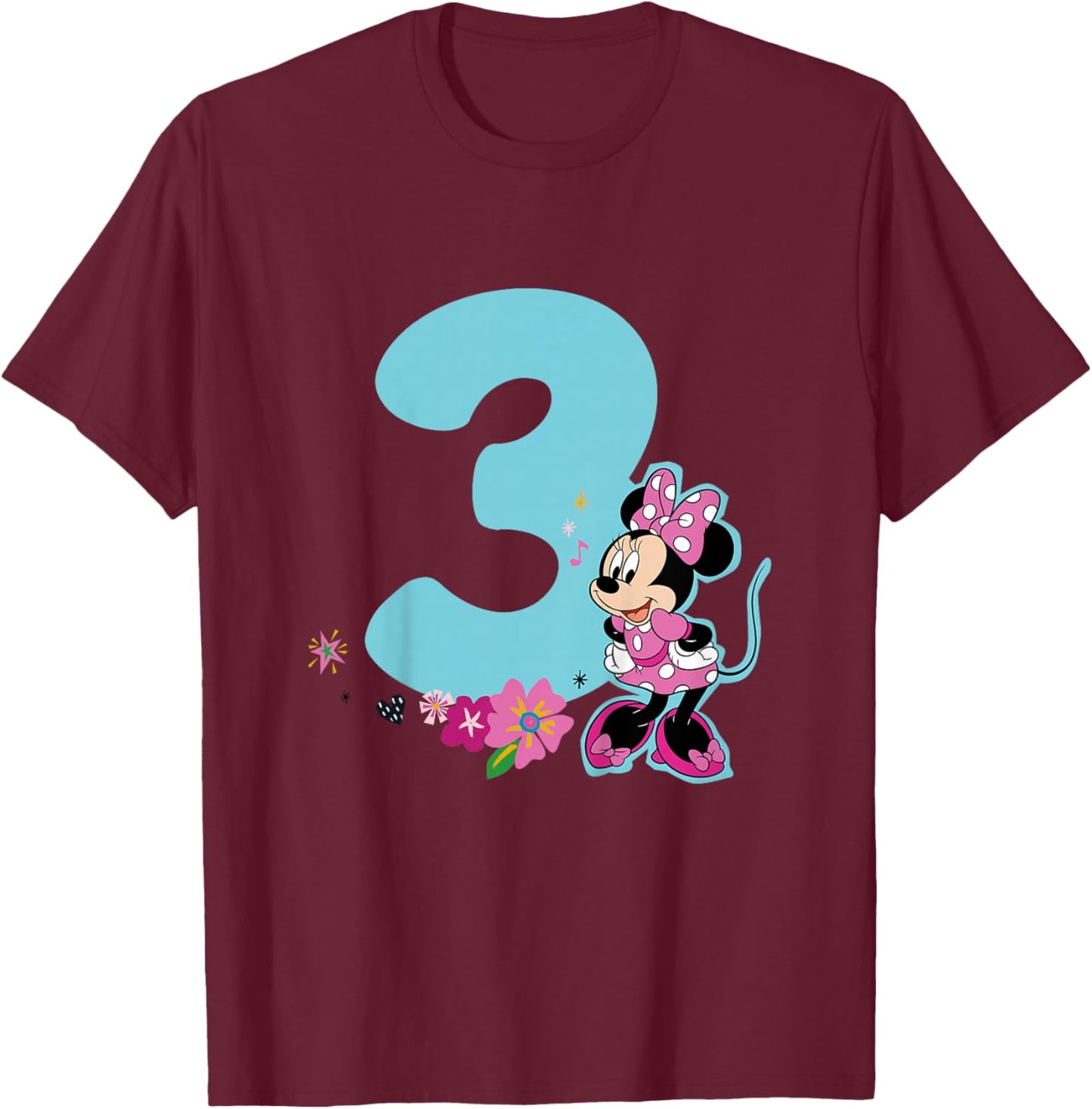 Kinder Minnie Mouse 3 Geburtstag T-Shirt - T-Shirt | Maroon