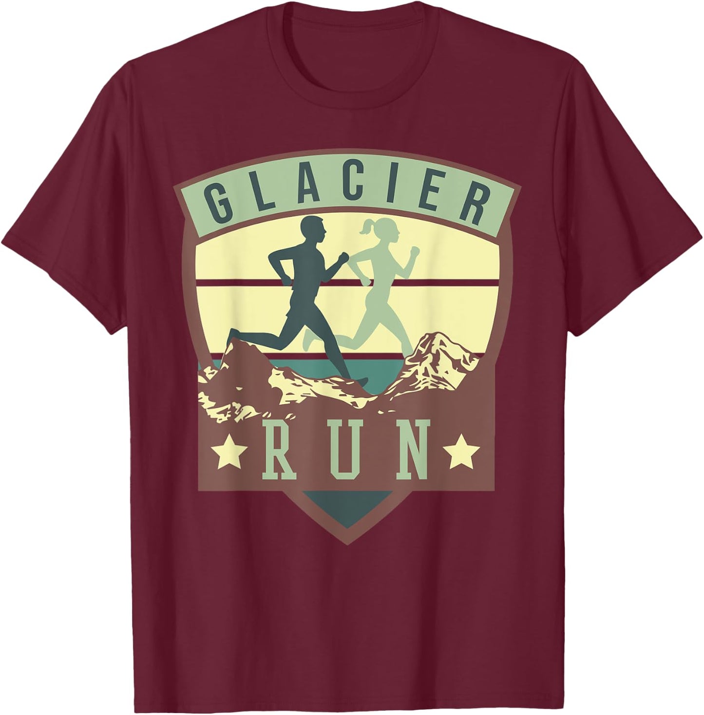 Glacier Run - Unique Runner National Park Running Gift T-Shirt - T-Shirt | Maroon