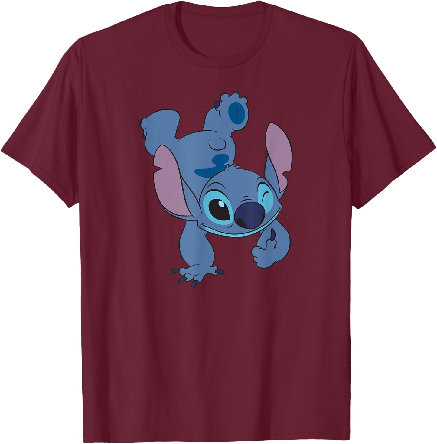 Lilo & Stitch - Hand Stand T-Shirt - T-Shirt | Maroon