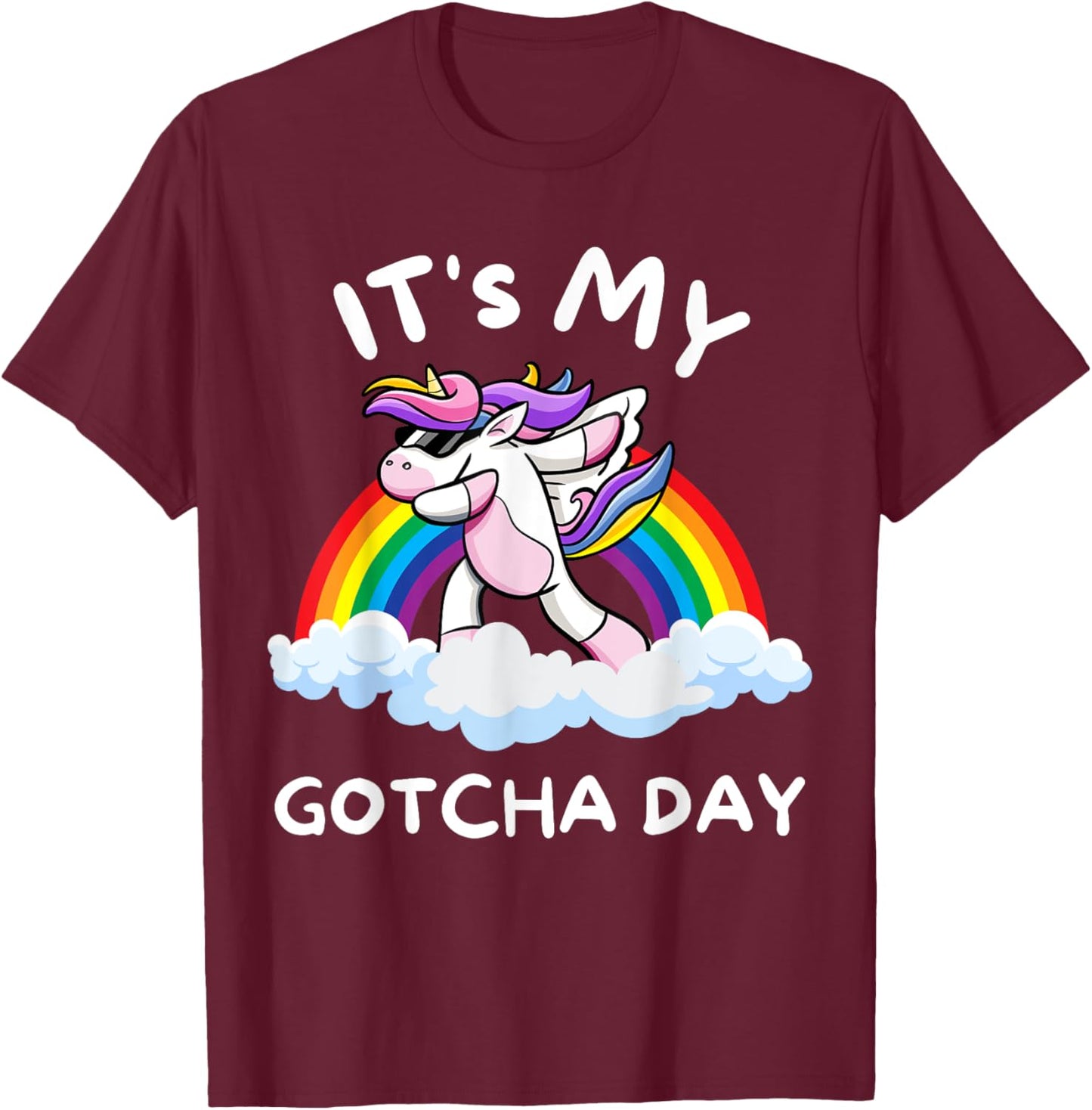 It's My Gotcha Day Welcome Children Adoption Dabbing Unicorn T-Shirt - T-Shirt | Maroon
