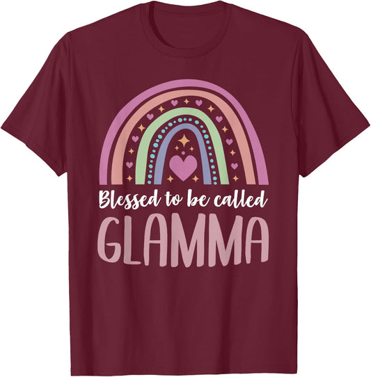 Glamma Shirt Grandma Women Mothers Day Blessed Glamma T-Shirt - T-Shirt | Maroon