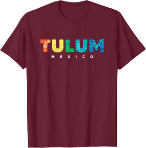Tulum Mexico Colorful Mayan Tribal Souvenir Boys Girls T-Shirt - T-Shirt | Maroon