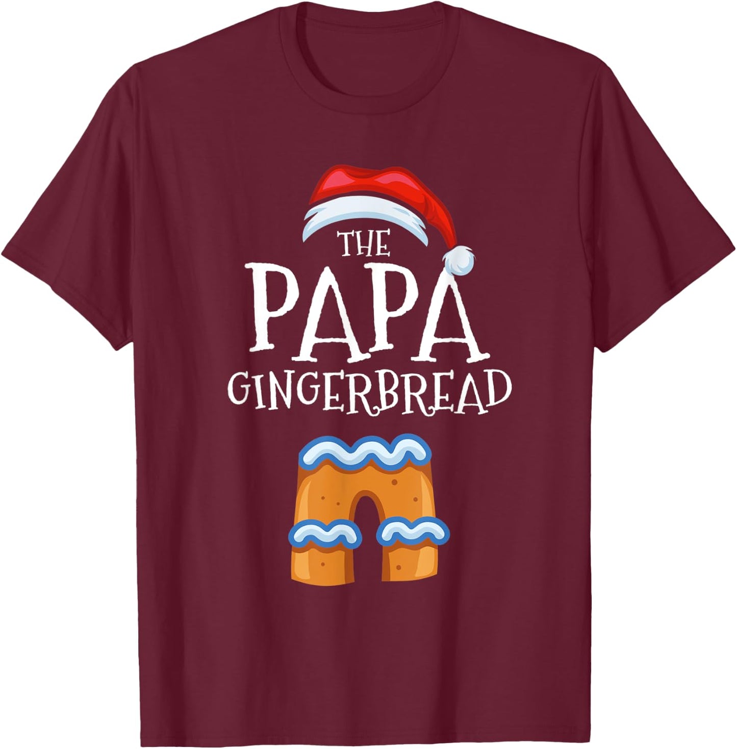Papa Gingerbread Family Matching Group Christmas Gift Pajama T-Shirt - T-Shirt | Maroon