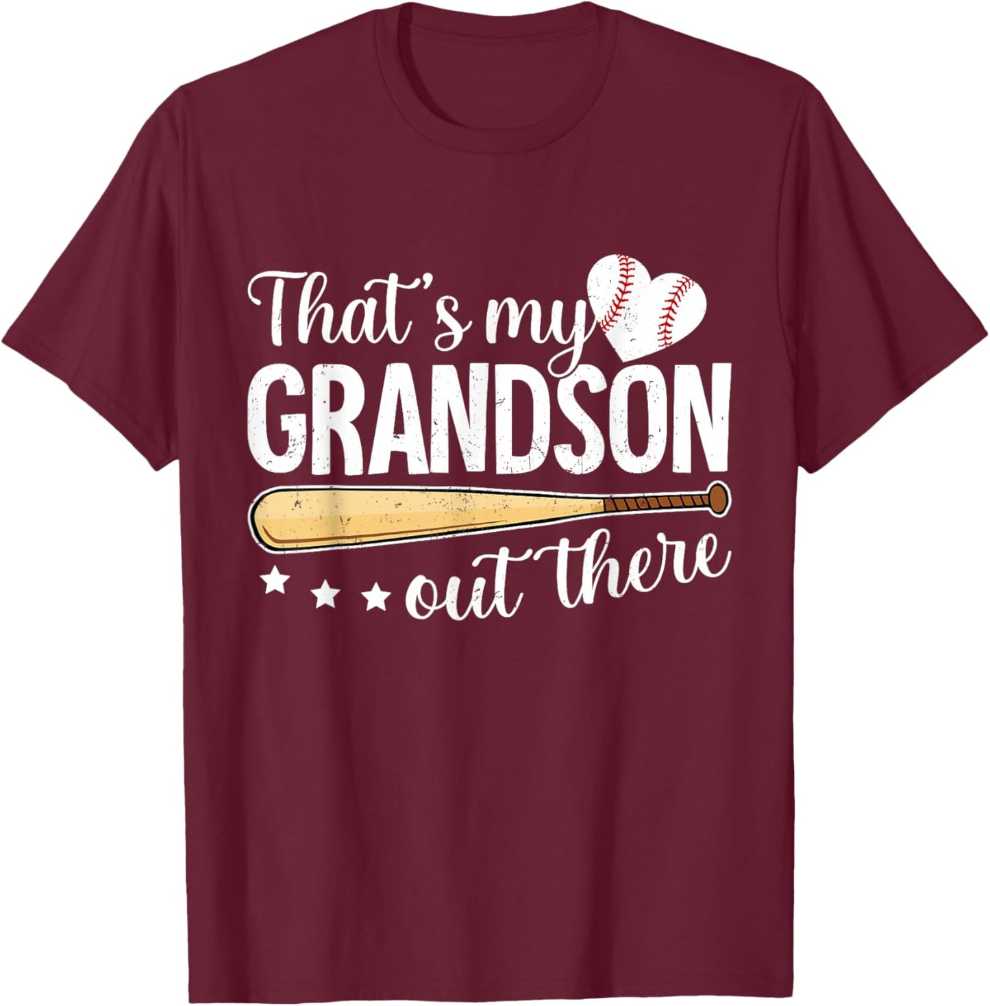 Baseball Grandma Funny That's My Grandson Out There Baseball T-Shirt - T-Shirt | Maroon