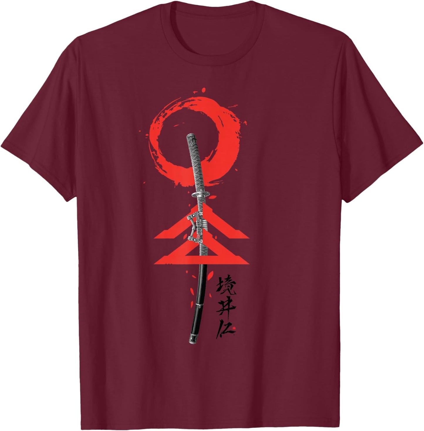 The Japanese Spirits Samurai Warrior Sword T-Shirt - T-Shirt | Maroon