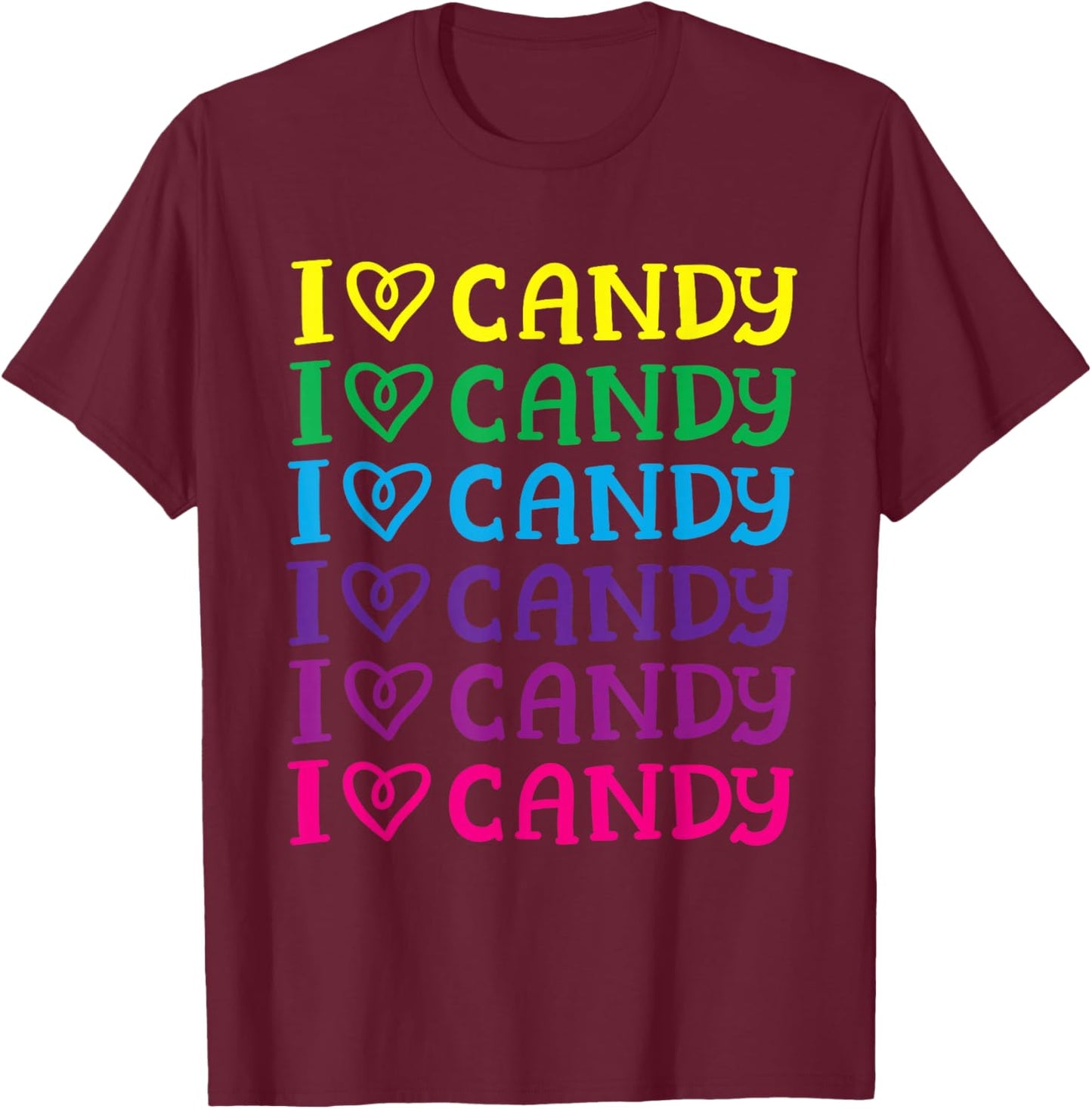 I Love Candy Cute Halloween Party Trick or Treat Costume Kid T-Shirt - T-Shirt | Maroon