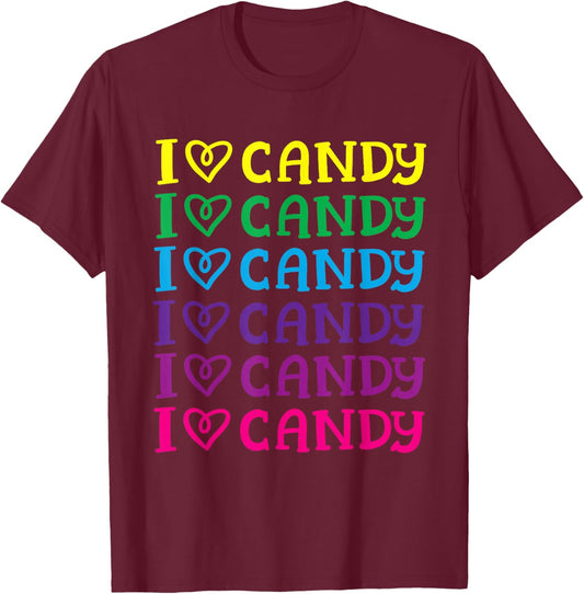 I Love Candy Cute Halloween Party Trick or Treat Costume Kid T-Shirt - T-Shirt | Maroon