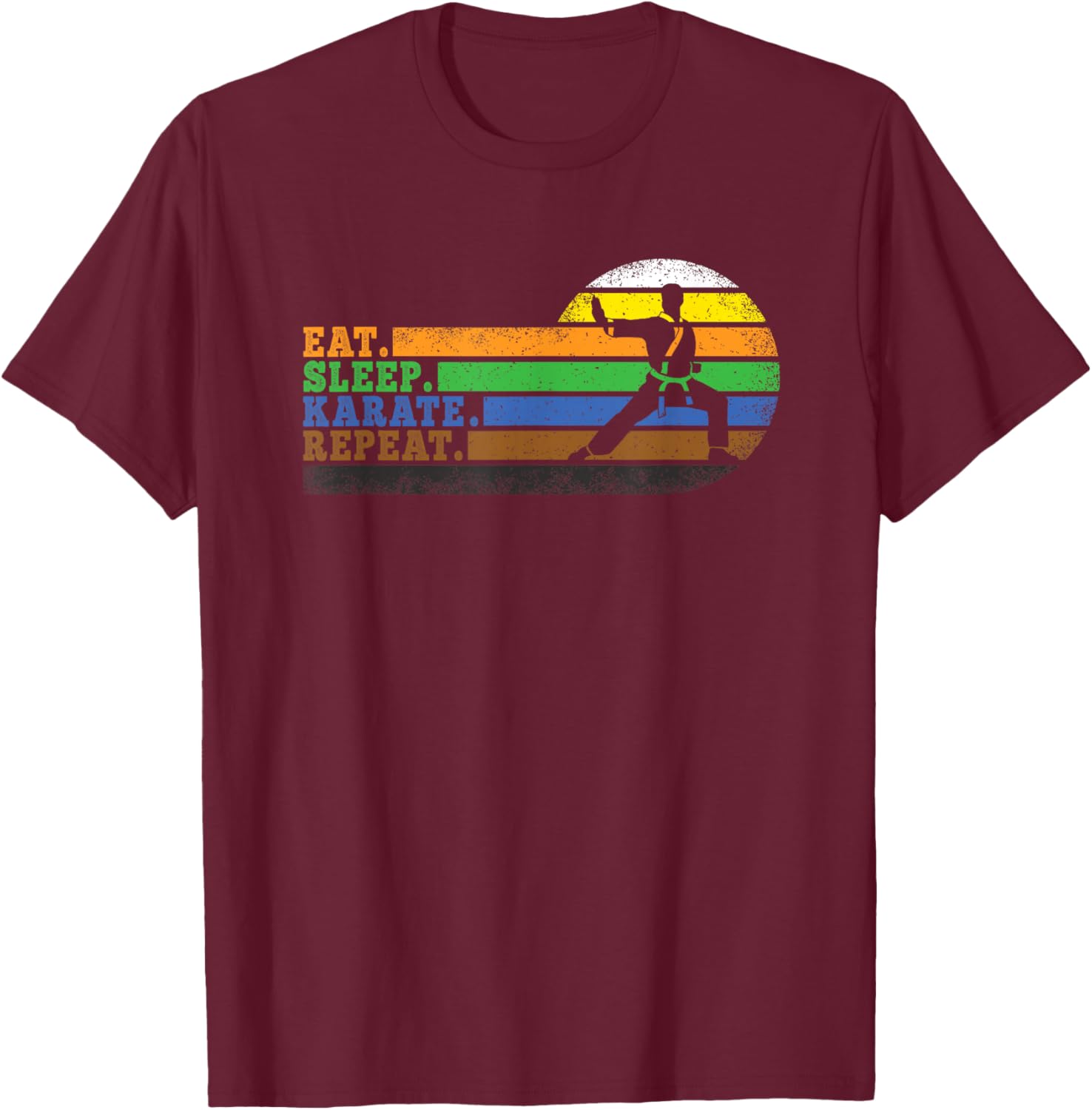 Eat Sleep Karate Repeat Men Women Boys Girls Kids T-Shirt - T-Shirt | Maroon