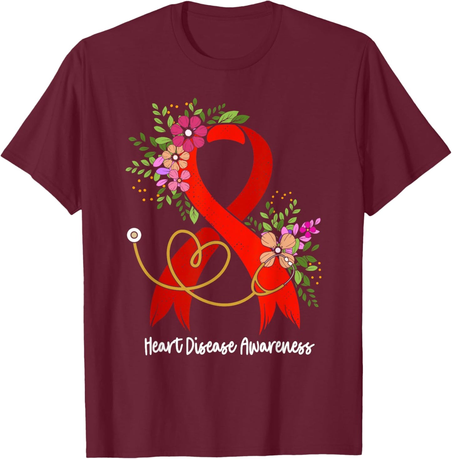 Cardiac Heart Disease Awareness Cardiologist Nurse T-Shirt - T-Shirt | Maroon