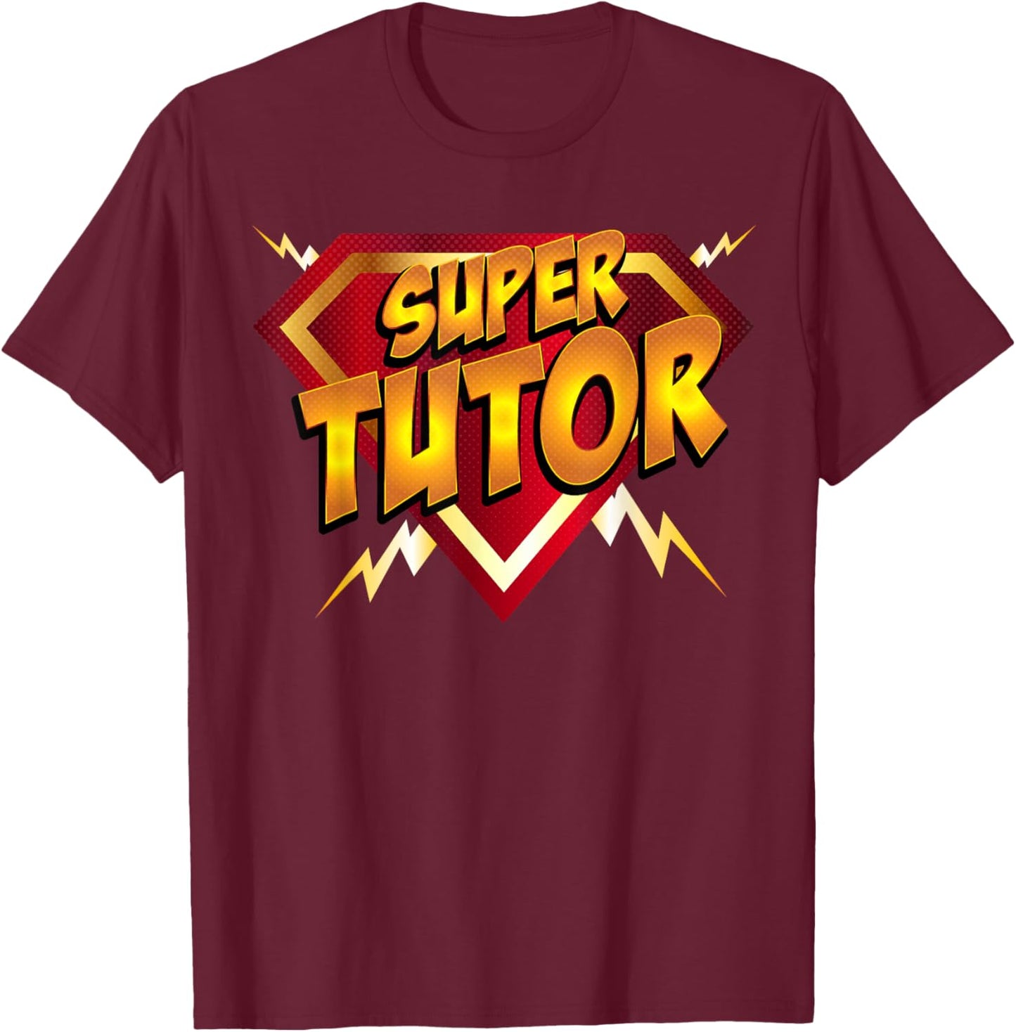 Super Tutor Superhero Instructor Lover's Comic Style T-Shirt - T-Shirt | Maroon