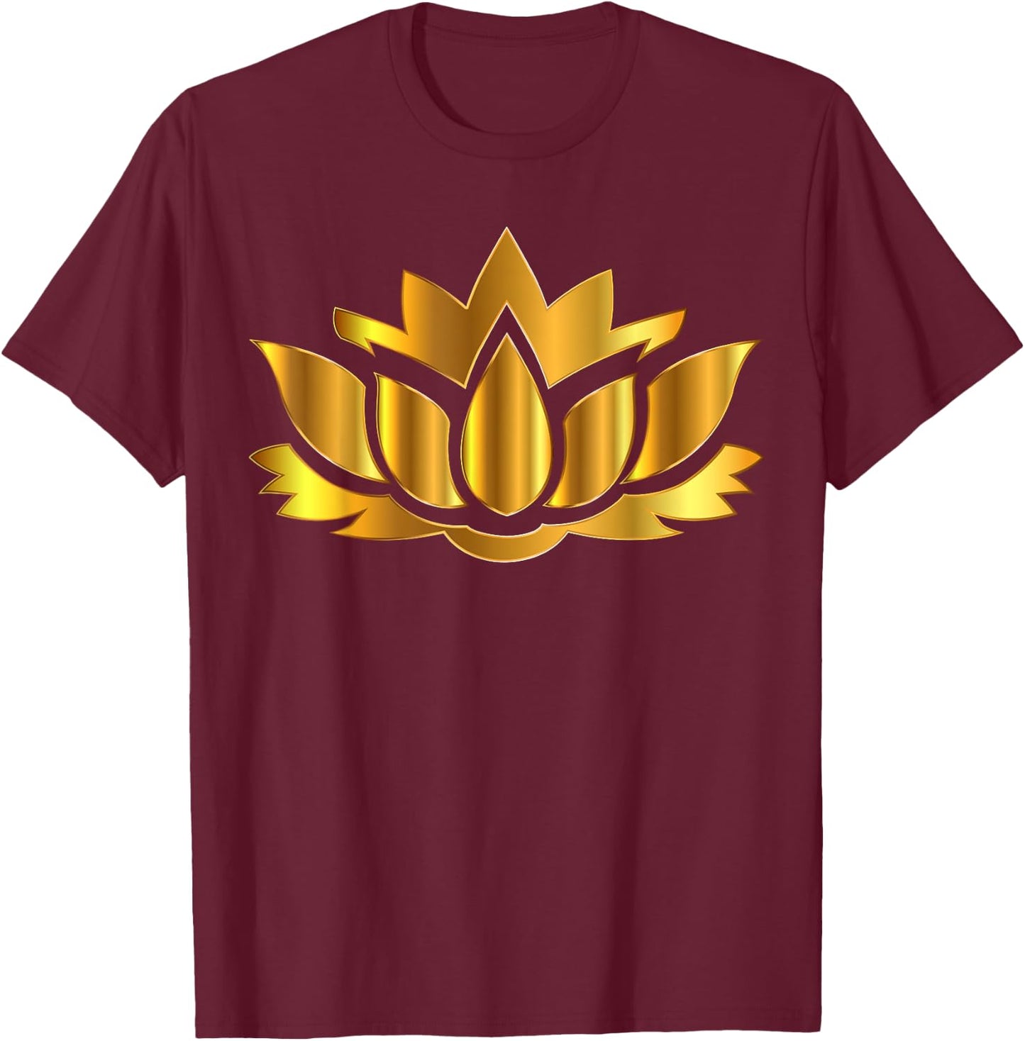 Gold Lotus Flower Yoga Meditation Mindfulness Design T-Shirt - T-Shirt | Maroon