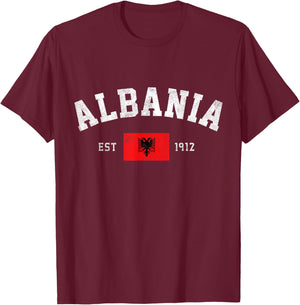 Albania Est. 1912 Albanian Flag Independence Day T-Shirt - T-Shirt | Maroon