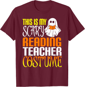 This Is My Scary Reading Teacher Costume | Halloween School T-Shirt - T-Shirt | Maroon