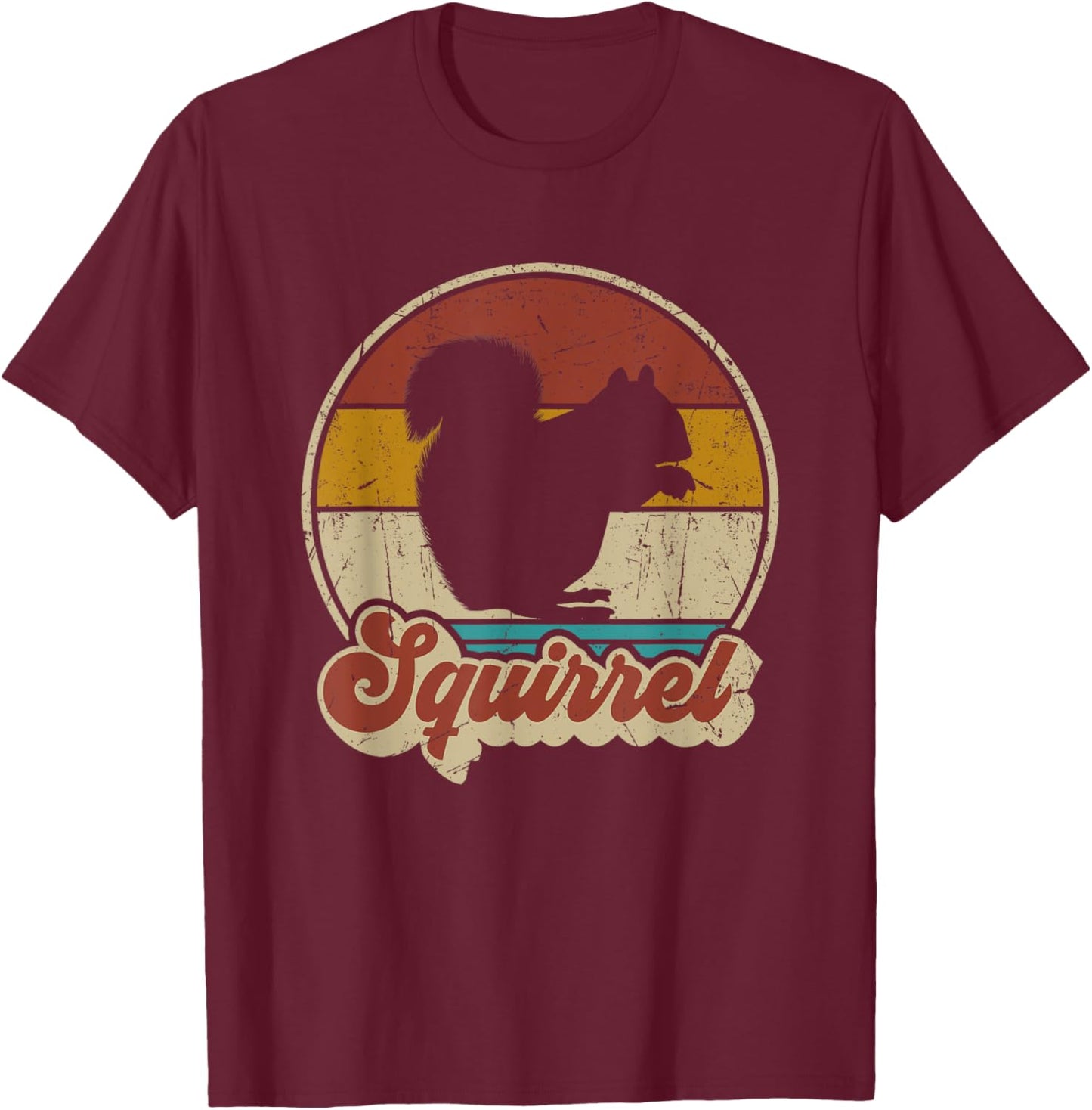Vintage Squirrel Men Women Kids Boys Girls Funny Retro T-Shirt - T-Shirt | Maroon