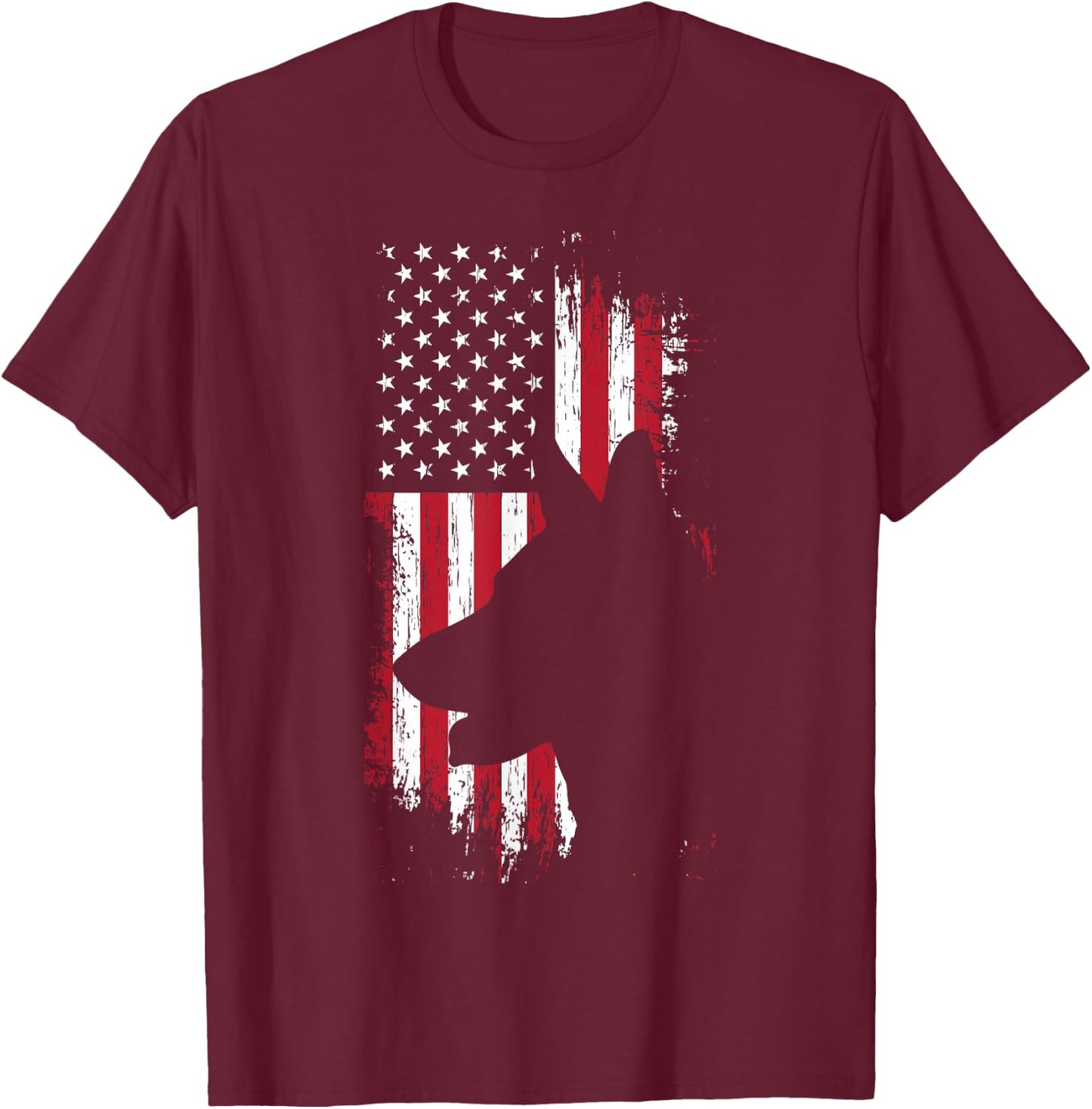 German Shepherd American Flag Shirt USA Patriotic Dog Gift T-Shirt - T-Shirt | Maroon