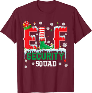 Elf Security Squad Christmas Elf Matching Family Lover T-Shirt - T-Shirt | Maroon