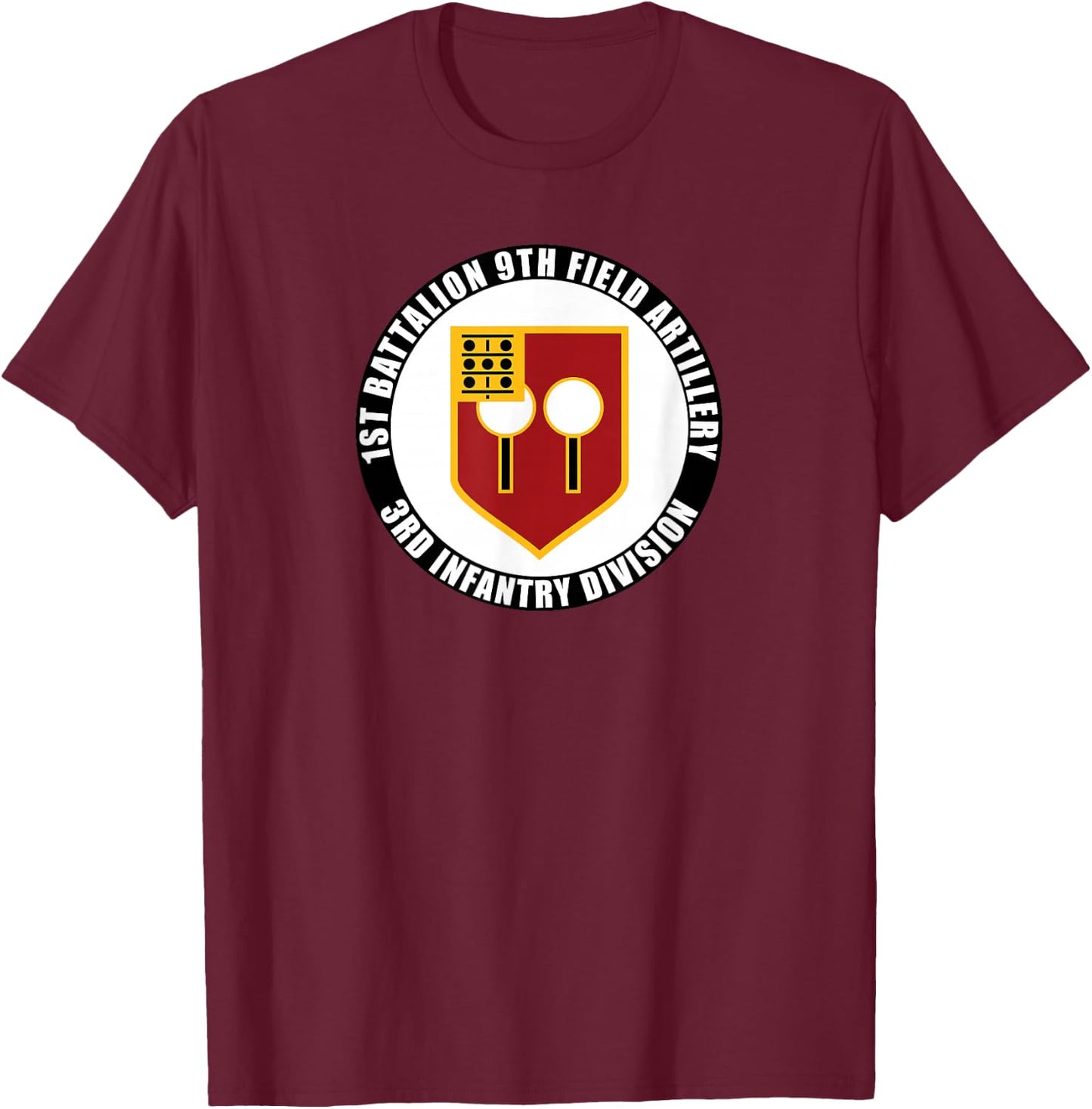 1st Battalion 9th Field Artillery 3rd Infantry Division Vet T-Shirt - T-Shirt | Maroon