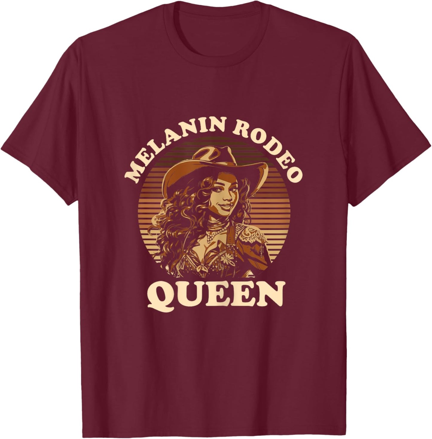 Melanin Rodeo Queen Bronc Riding African American T-Shirt - T-Shirt | Maroon
