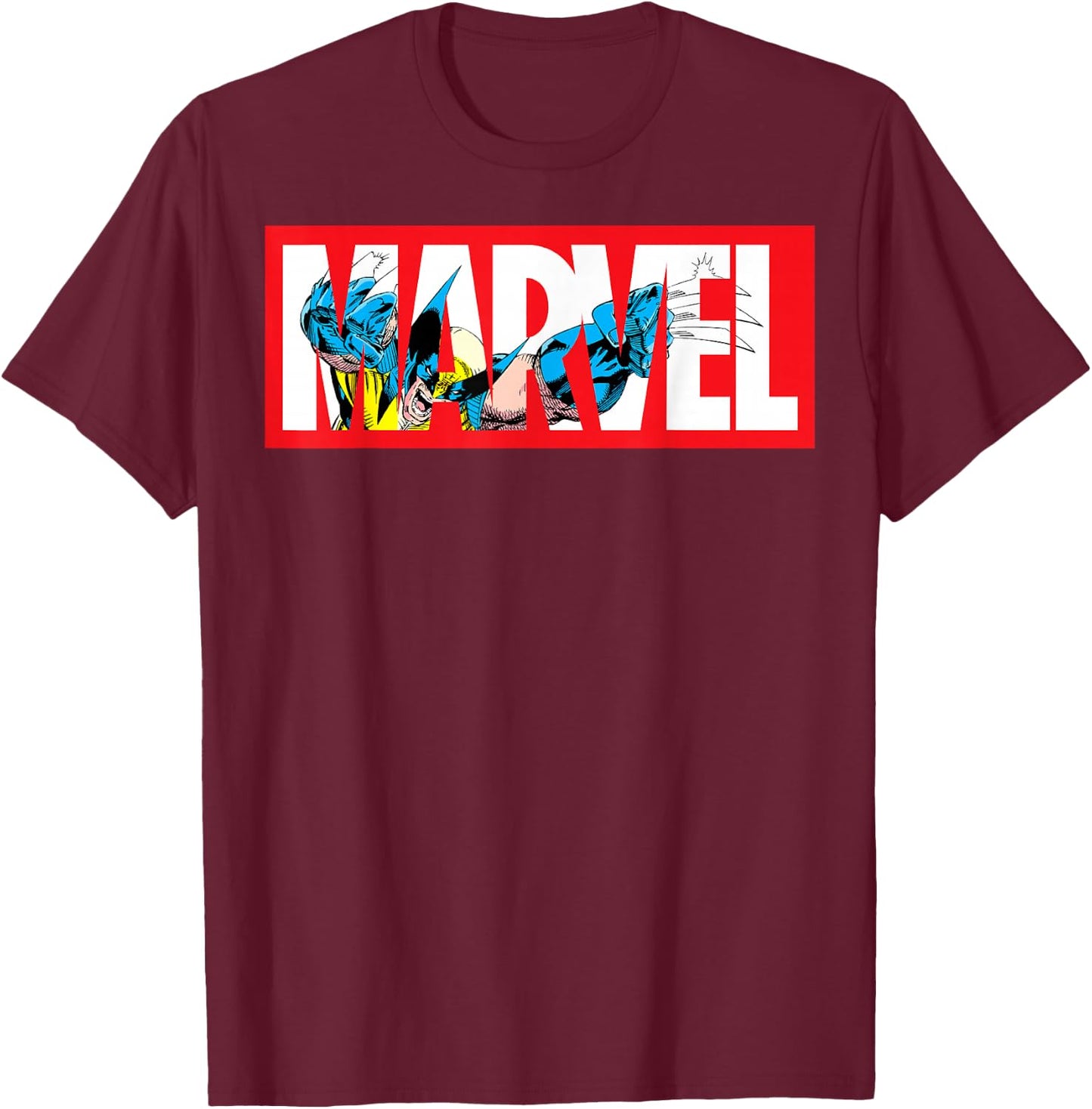 Marvel X-Men Wolverine Logo Fill T-Shirt - T-Shirt | Maroon
