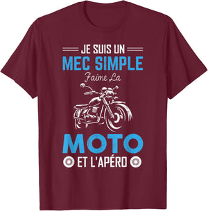 Je Suis Un Guy Simple J'aime La Moto & L'apéro Moto Bikers T-Shirt - T-Shirt | Maroon