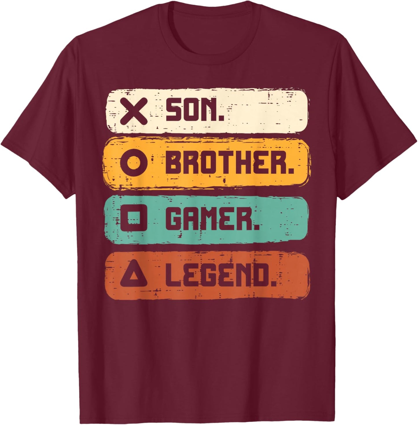 Son Brother Video Gamer Legend Gaming Men Boys Kids Teens T-Shirt - T-Shirt | Maroon