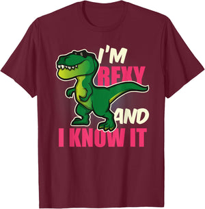 Funny Dinosaur T Rex Shirt for Children Youth and Adults T-Shirt - T-Shirt | Maroon
